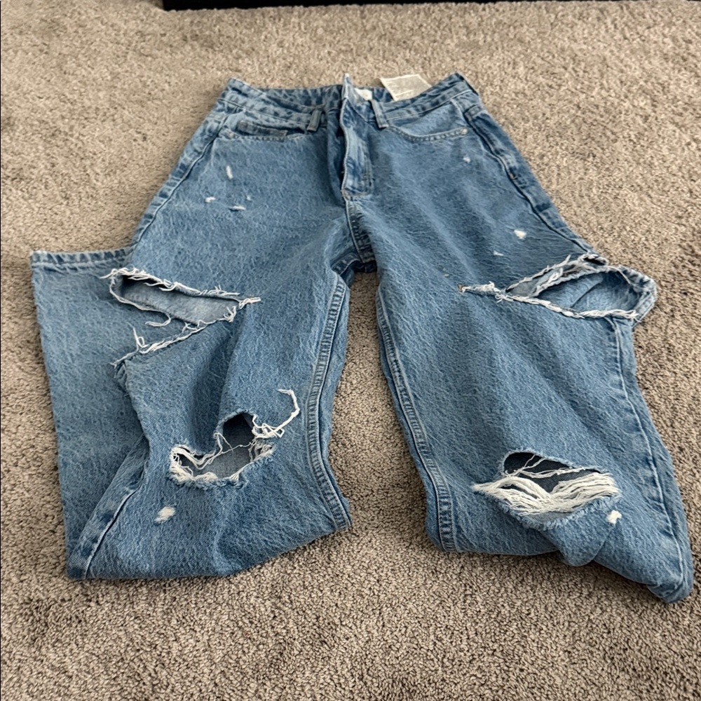 Zara Distressed Blue Jeans